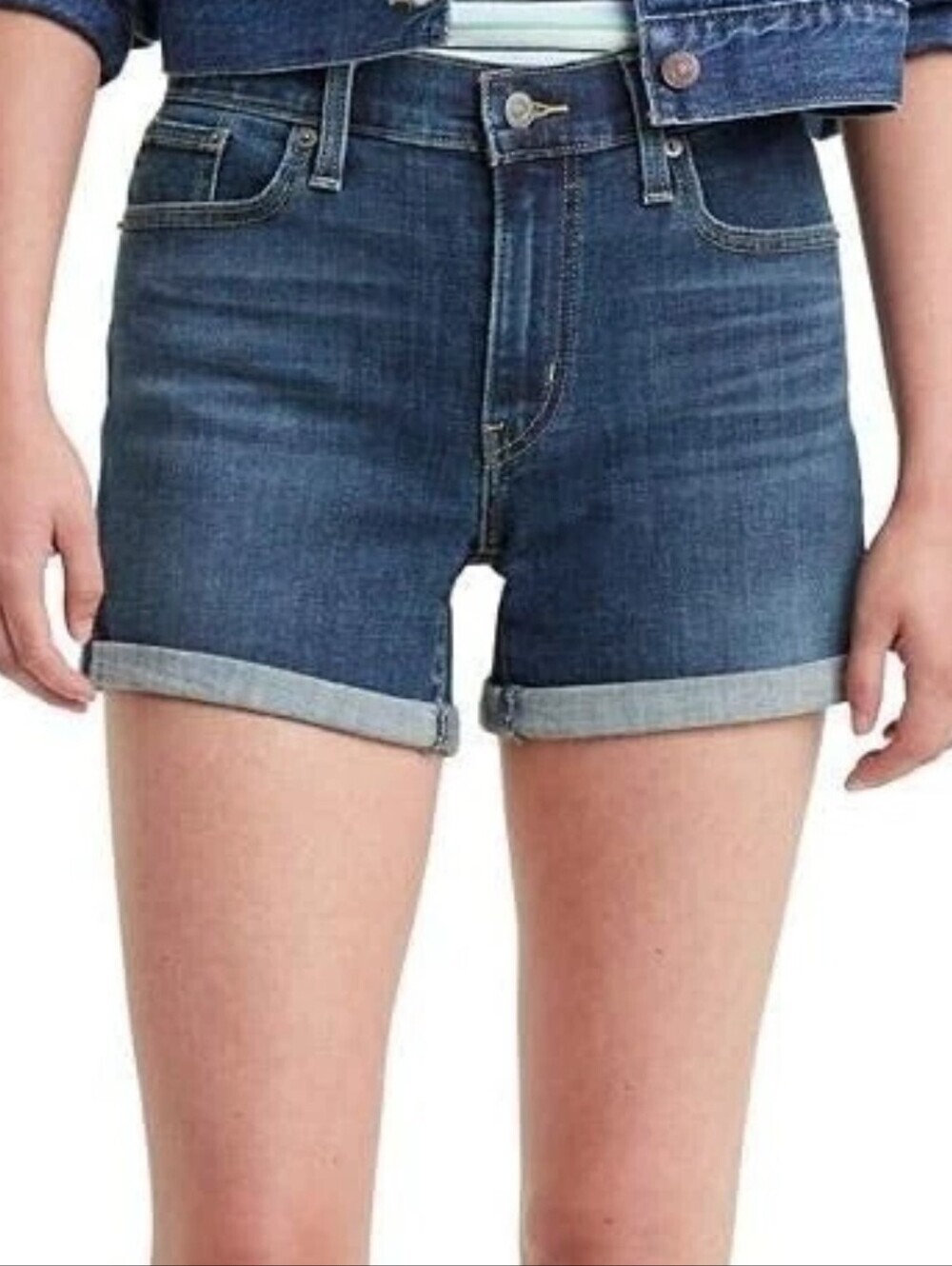 Levis Dark Wash Denim Roll-Cuff Women's Shorts Size 18
